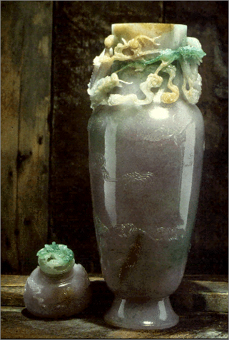 Dragon Vase Carved From Rare Lavender Jade
